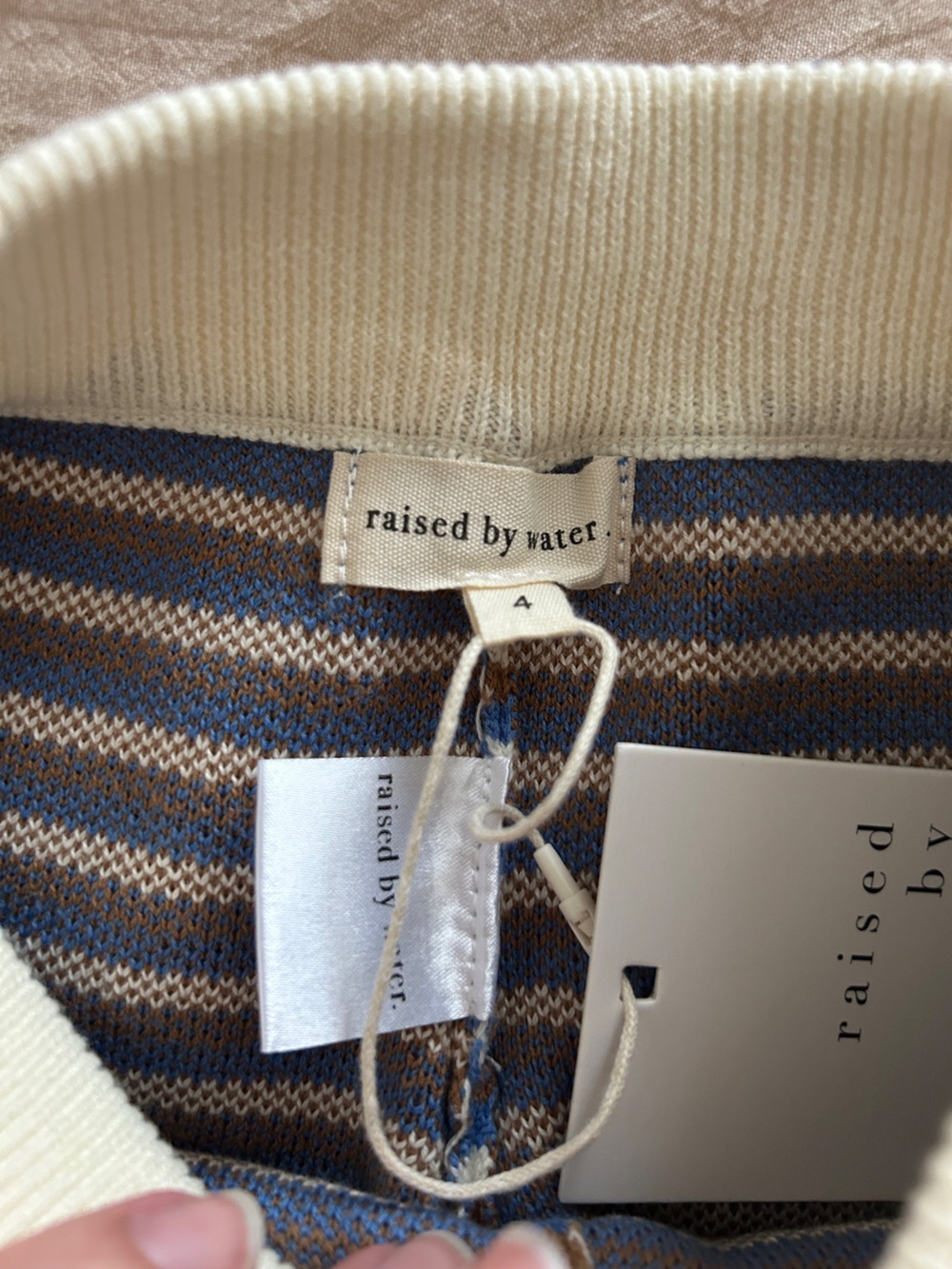 NWT Raised by Water 2-Piece Knit Set Blue Cropped Sweater Striped Pants Sz 4 - Picture 5 of 5